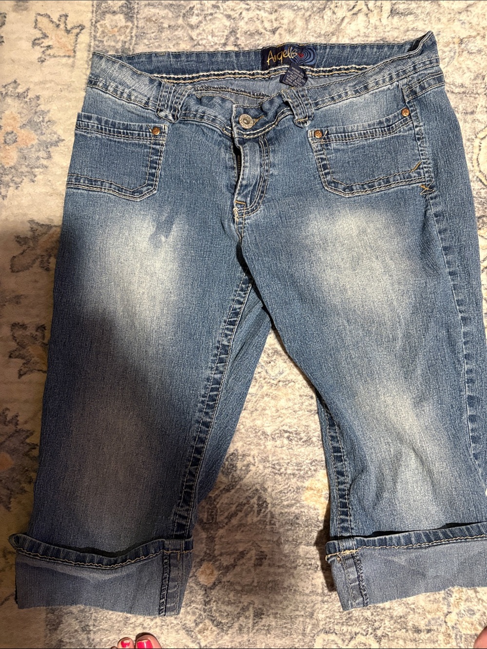 Angels Medium Blue Cropped Cuffed Jeans